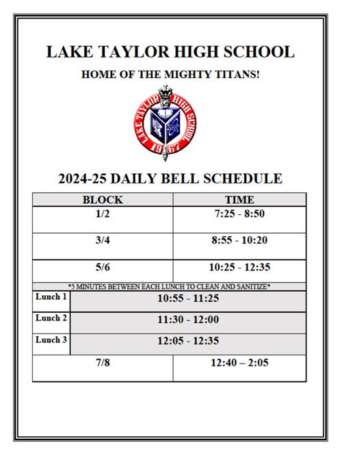 24-25 LTHS Bell Schedule
